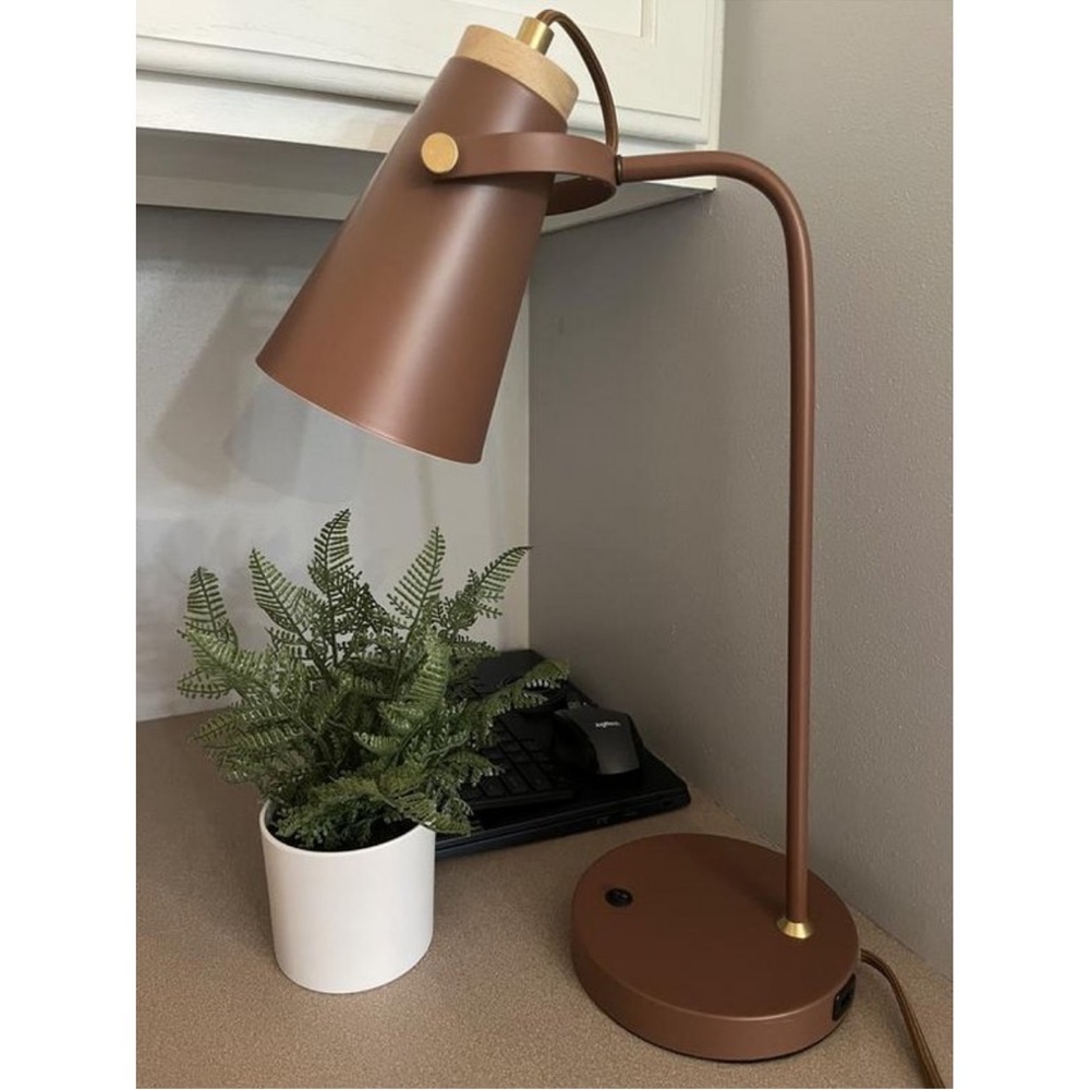 Hearth & Hand Magnolia 20" Metal Task Lamp with USB Port Terracotta Brown - Picture 6 of 10